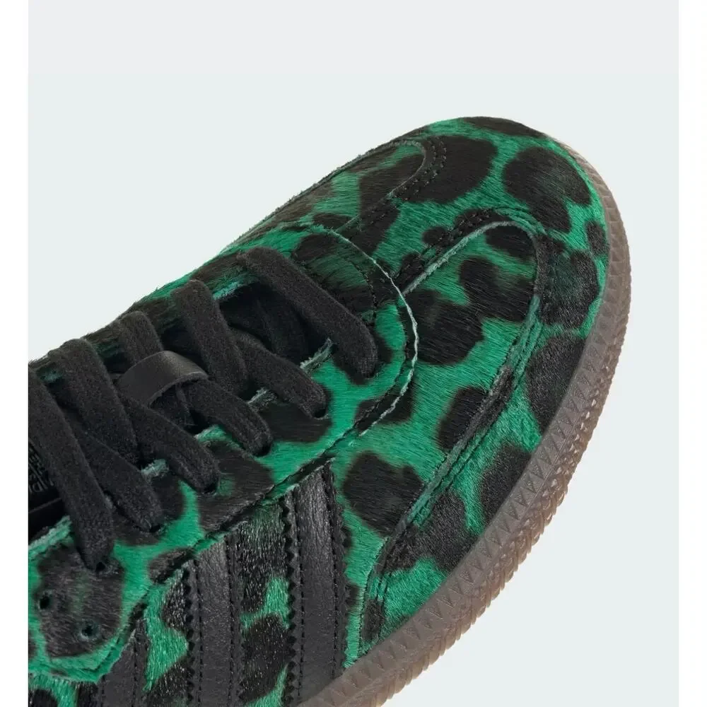 ADIDAS ORIGINALS WOMEN'S 7.5 SAMBA OG LEOPARD SEMI SCREAMING GREEN HQ9374 NWOB